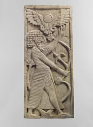 Furniture Plaque Carved in Relief with a Male Figure Grasping a Tree