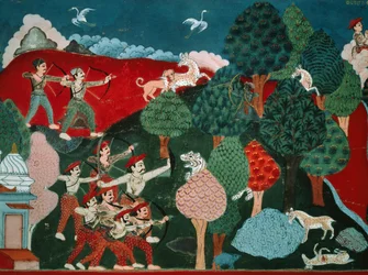 A King Spending His Days Killing Poor Gazelles for No Reason, Later, in Another Life, He is Gazelle and is Killed by Hunter (detail)