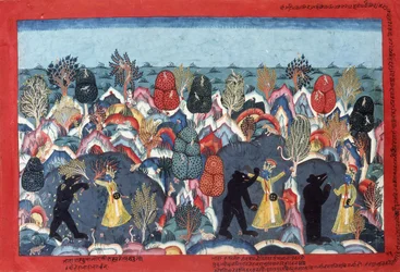 Krishna Fighting Jambavata, King of the Bears