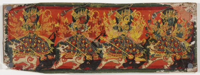 One of a pair of manuscript covers depicting Devi as the Eight Mothers
