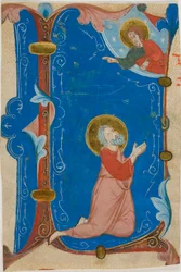 Praying Saint with Christ in a Historiated Initial 