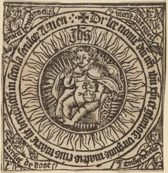 Divine Infant with the Globe in a Circle with Four Angels