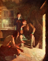 The Indian Longthought meeting in an early settler home