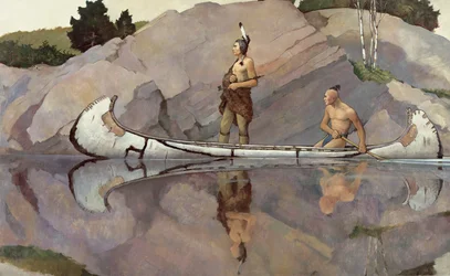 Indians in a Canoe
