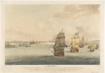 After Pocock, This Print Representing the British Fleet under the command of Admiral Sir Hyde Parker, with Vice Admiral Lord Nelson, K.B. and Rear Admiral Thomas Graves