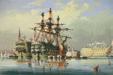 Ships in Ordinary at Devonport, c.1850