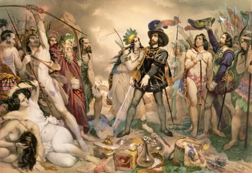 Conquest of Mexico: Hernando Cortes destroying his fleet at Vera Cruz, 1519