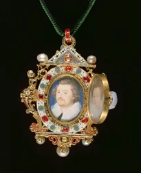 The Gresley Jewel, with miniature portraits of Sir Thomas Gresley and his bride Catherine Walsingham