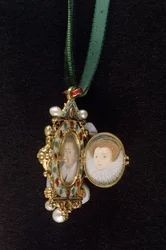 The Gresley Jewel, with miniature portraits of Sir Thomas Gresley and his bride Catherine Walsingham