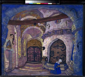 In the Monastery. Set Design for the Opera Sister Beatrice by A. Davydov.