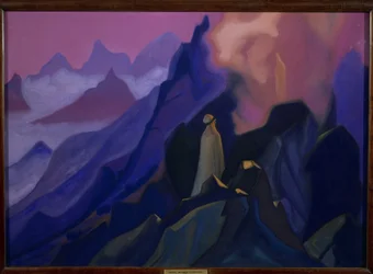 The Prophet. Mohammed or Muhammad (570-632) on Mount Hira. Islam, episode of the revelation in 610, in a cave in the desert of Saudi Arabia. Work by Nicolas Roerich (1874-1947)