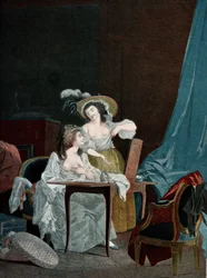 Two Young Women Comparing Their Chest