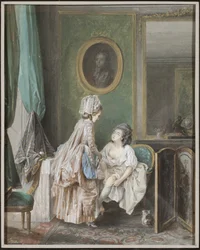 Woman pulling on her stocking