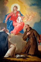 Our Lady of the Rosary with St Dominic and St Francis of Assisi