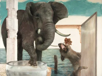 Elephant with dog