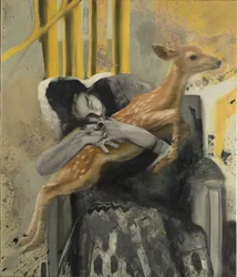 Frida with a fawn