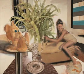 Girl with a yellow dog