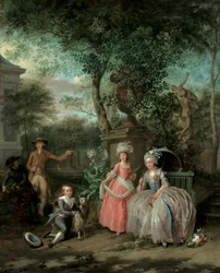 A Group Portrait of a Family in an Ornamental Garden