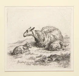 2 Etchings from The Set of the Sheep with the Shepherdess and the Sheep