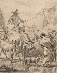 Herd Crossing the Brook