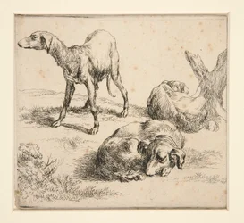 Three Hunting Dogs
