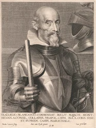 Frai.Lelio. Blancatcio. Commendat, Melit. March. Mont. Silvan. a.Consil. Collater. Neapol. Cath. Matis. a. Cons. Stat. et. Suprem. Campi. Arcschalc.