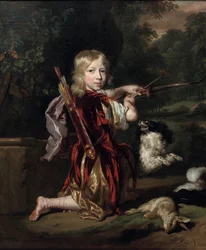 Portrait of a Boy, Full-length, in a Classical Style Costume, Drawing a Bow