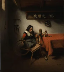 Old Woman Spinning