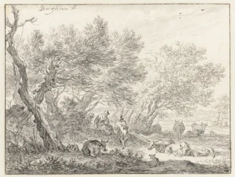 Shepherds and Cattle by a Group of Trees