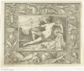 Element Water as Woman by Spring with Fish (Aqua) (The Four Elements)