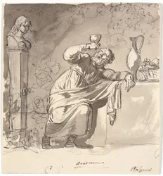 Anacreon Leaning Against a Table with a Raised Goblet