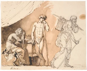 The Athenian King Codrus Leaves His Home to Wander Unknown Towards the Enemies, His Wife and Son on the Left