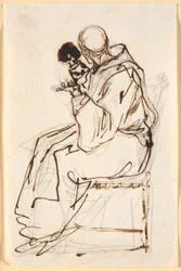 A Seated Monk in Profile to the Left