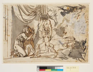 A Soldier Finds Claudius, Who Fears Becoming Emperor, Hidden Behind a Curtain