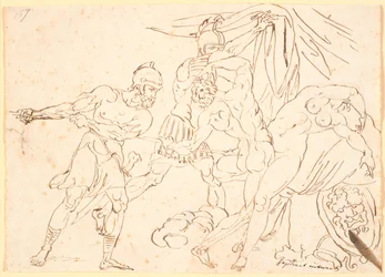 A Pair of Warriors Killing a Naked Man They Find in Intercourse with a Woman