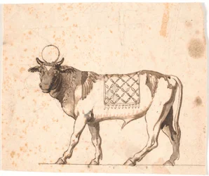 Depiction of an Antique Apis, Facing Left with Head Turned Front