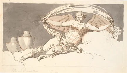 Night, a Resting Woman with Bat Wings