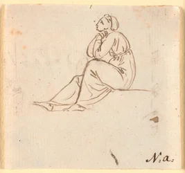 Seated Female Figure in Profile to the Left
