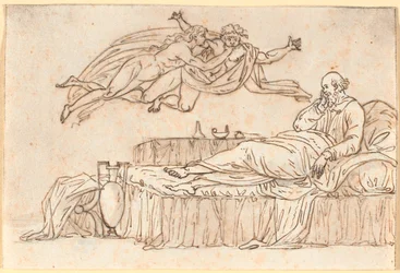 Socrates Resting on His Couch; Two Floating 