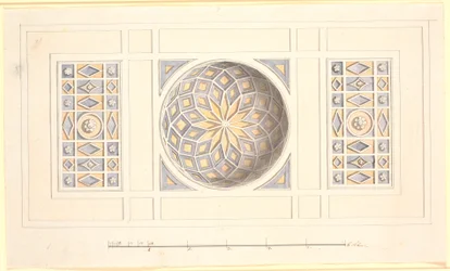 Draft for a Ceiling with Vaulted Central Part in Violet and Yellow