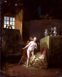 An Artist and His Model in a Studio