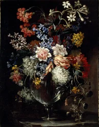 Flowers in a Vase on a Ledge