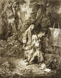 Gentlemen de Jullienne et Watteau dans un parc, after painting by Watteau