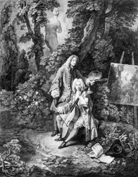 Painter Jean Antoine Watteau and his friend Jean De Jullienne, engraving by Nicolas Henri Tardieu