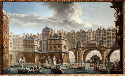 The joust of the bargemen, between the Notre Dame bridge and the Pont au Change