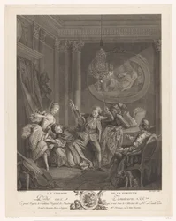 A Violinist and Two Young Women in an Interior, a Seated Man Watches