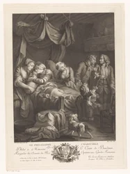 Woman with Baby in a Maternity Bed, Surrounded by Other Figures (Le Philosophe Charitable)