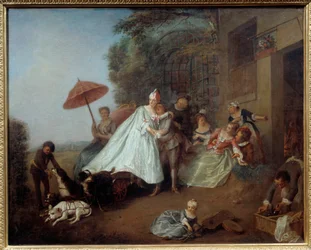 The Arrival of a Lady in a Car Pulled by Dogs