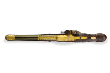 One of a Pair of Silver-Mounted Rifled Flintlock Pistols, Versailles