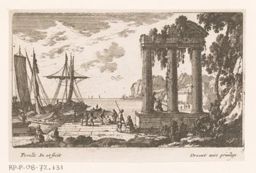 Harbor View with Three Columns